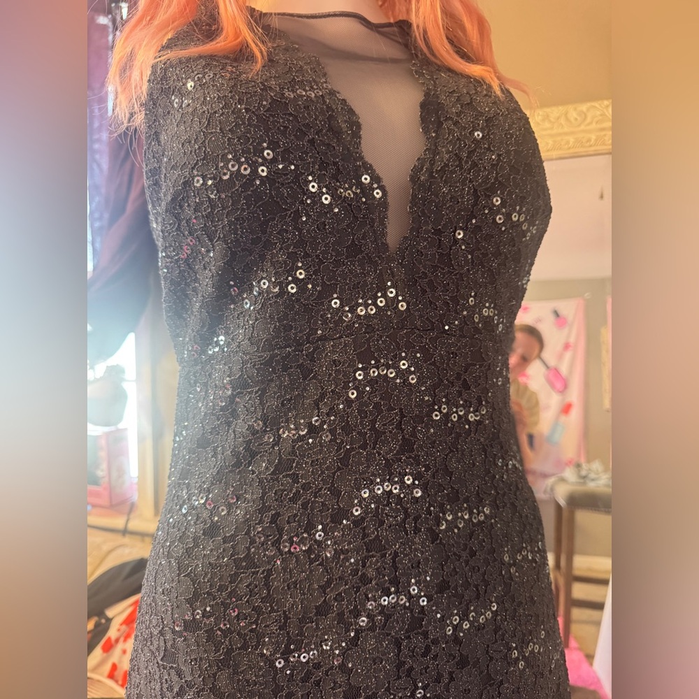 NW nightway charcoal sequin lined sleeveless mid length dress - Picture 10 of 17